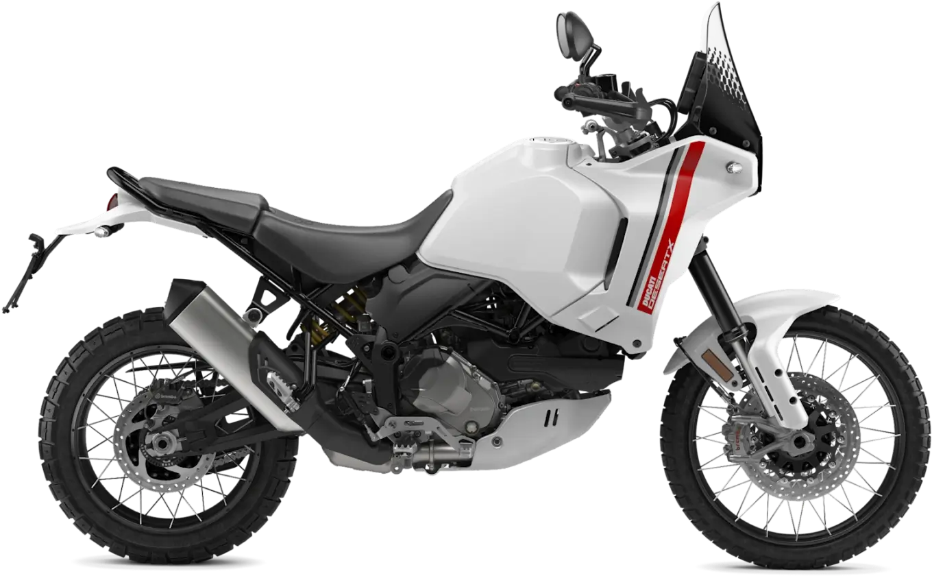 Ducati Desert X Ducati Desert X Motorrad, seitliche Ansicht.