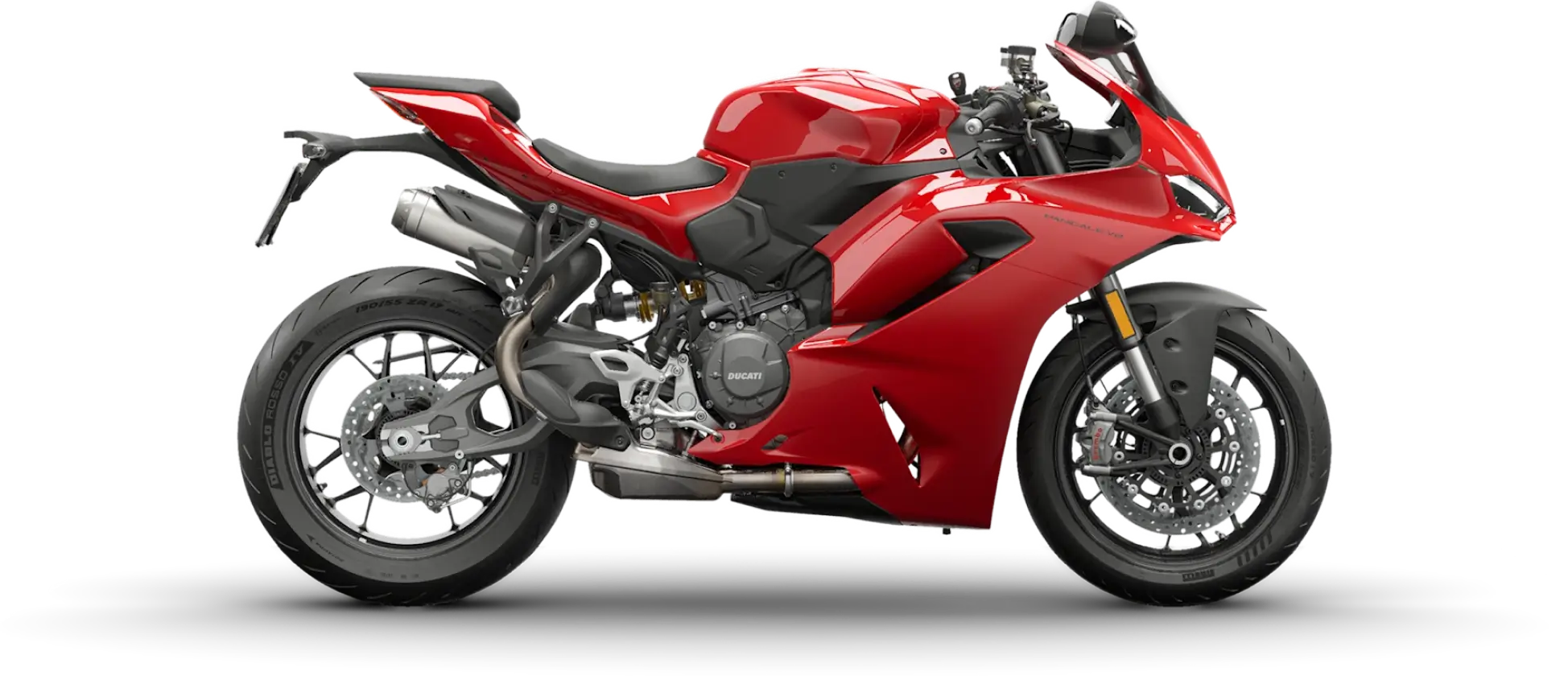 Ducati Panigale V2 Rotes Ducati Panigale V2 Motorrad von der Seite.