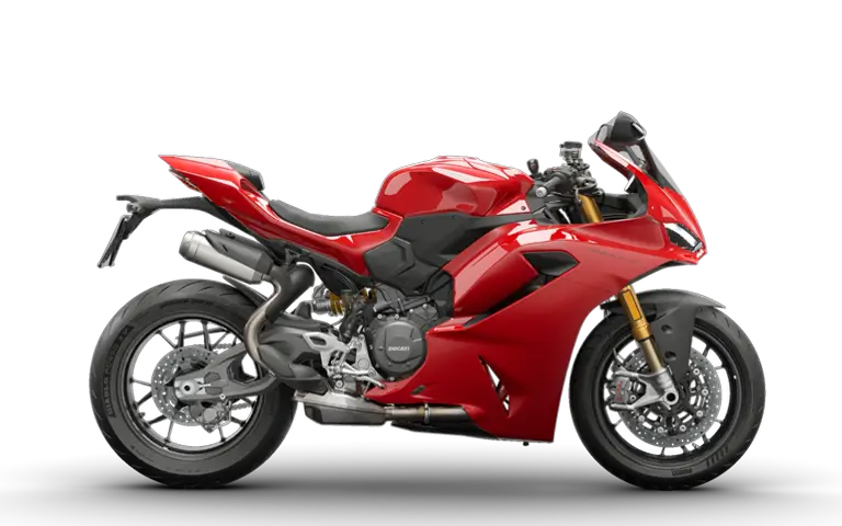 Panigale_V2S_Models_Block_768x480 Ein rotes Ducati Panigale V2S Motorrad von der Seite.