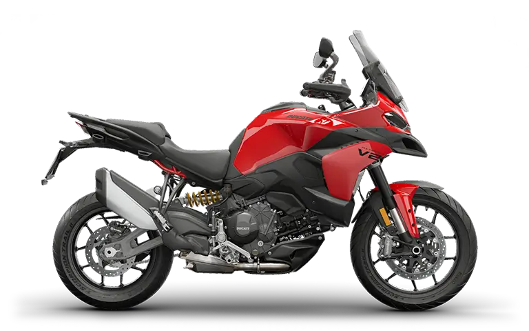 multistrada-v2-ducati-red-my2025-768x480 Rotes Ducati Multistrada V2 Motorrad, seitlich abgebildet.