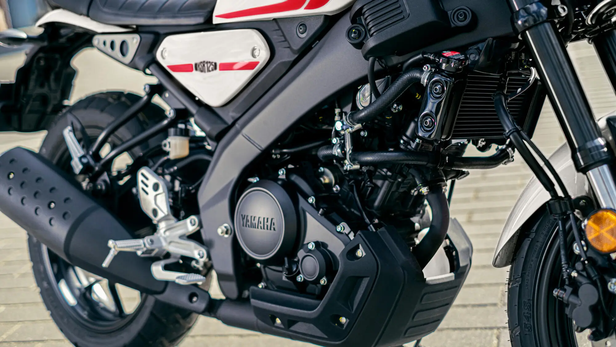 Nahaufnahme des Motors einer Yamaha XS125.