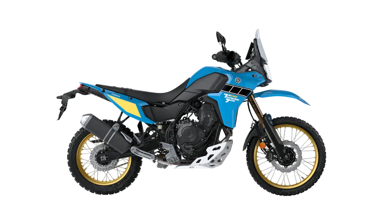2025-Yamaha-XTZ700SPR-EU-Sky_Blue-Studio-002-03-Photoroom Yamaha XTZ700SPR Motorrad in Blau mit goldenen Felgen.