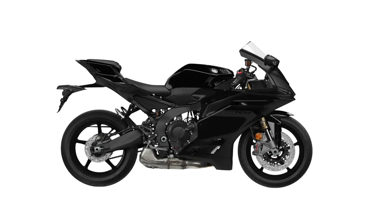 Schwarzes Yamaha YZF900R9 Motorrad von der Seite
