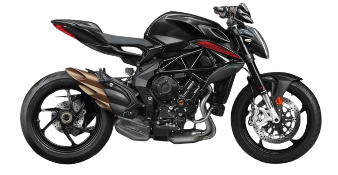 Brutale-R-zugeschnitten-removebg-preview Ein schwarzes MV Agusta Brutale R Motorrad von der Seite.