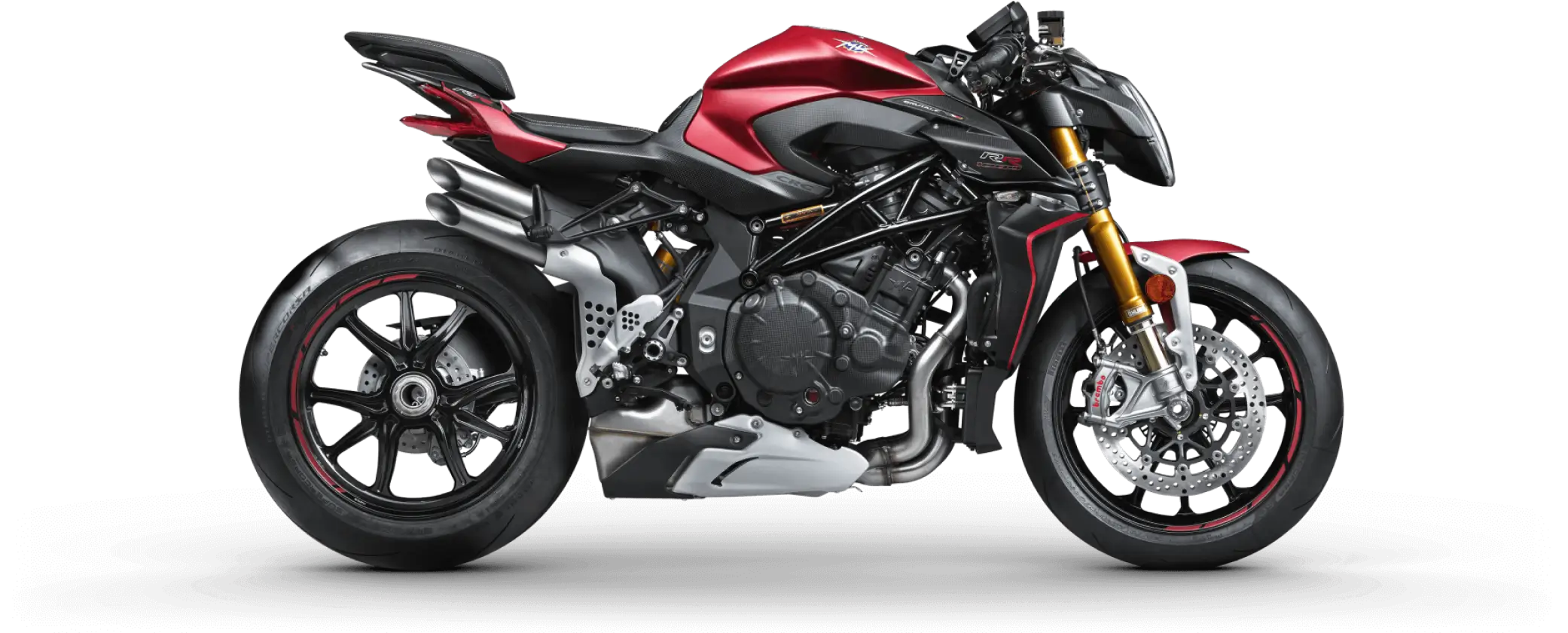 MVAgusta Brutale RR Ein rotes MV Agusta Brutale RR Motorrad von der Seite.
