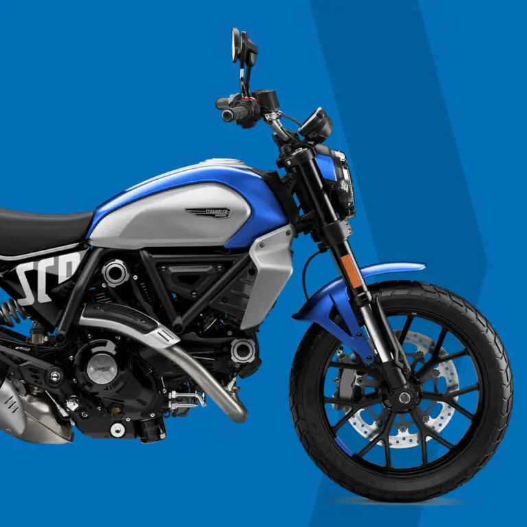 Motorrad Scrambler Icon in Blau und Silber