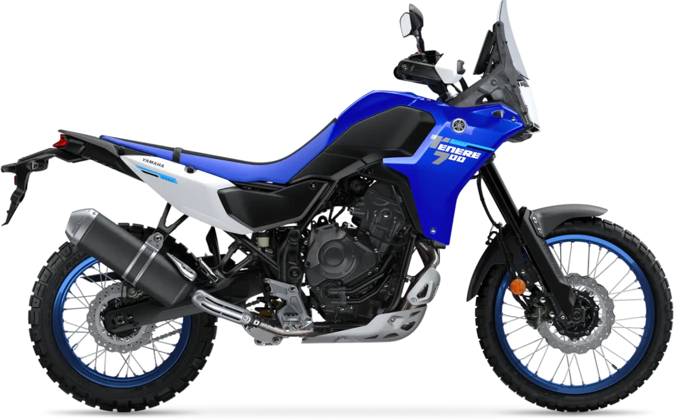 Yamaha Ténéré 700 Yamaha Tenere 700 Motorrad in Blau von der Seite.
