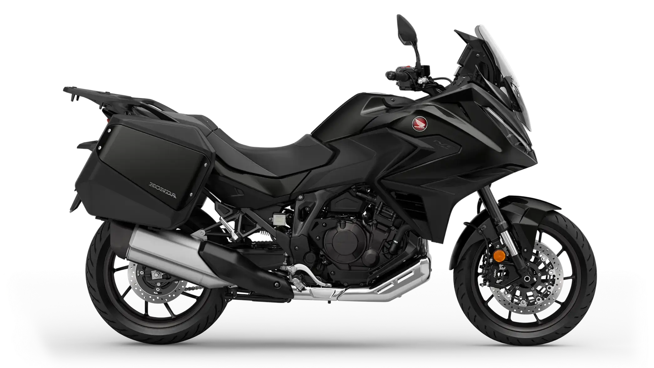 Schwarzes Honda NT1100, seitlich fotografiert.